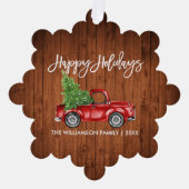 Brush Script Waterverf Rode Truck Rustieke Vakanti Ornament Kaart (Voorkant)