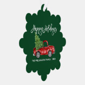 Brush Script Waterverf Truck Green Holiday Ornament Kaart (Rechts)
