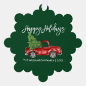 Brush Script Waterverf Truck Green Holiday Ornament Kaart (Voorkant)