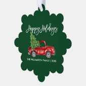 Brush Script Waterverf Truck Green Holiday Ornament Kaart (Links)