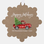 Brush Script Waterverf Truck Kraft Style Vakantie Ornament Kaart (Voorkant)