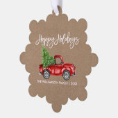 Brush Script Waterverf Truck Kraft Style Vakantie Ornament Kaart (Links)