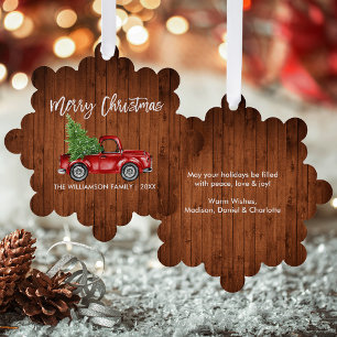 Brush Script Waterverf  Truck Wood Print Ornament Kaart