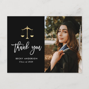 Brush script wet school afstuderen dank u briefkaart