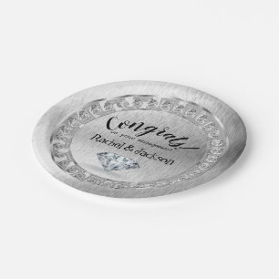 Brush Silver Diamond Engagement Party Papieren Bordje