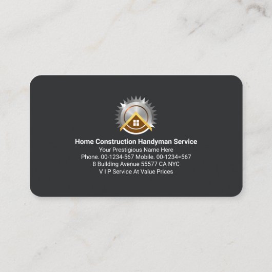 Brush Silver Metal Bord voor Handyman Visitekaartje (Achterkant)