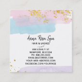 *~* Brush Splash Pastel Gold Glitter Roos Bud  Vierkante Visitekaartje (Achterkant)