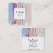 *~* Brush Splash Stripe Gold Glitter Roos Bud Vierkante Visitekaartje (Voorkant / Achterkant)