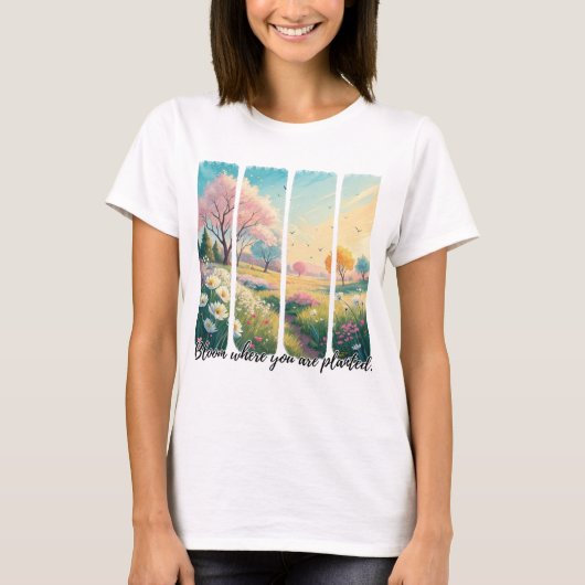 Brush Stroke Bloom waar u geplant Shirt (Voorkant)