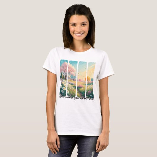 Brush Stroke Bloom waar u geplant Shirt (Voorkant volledig)