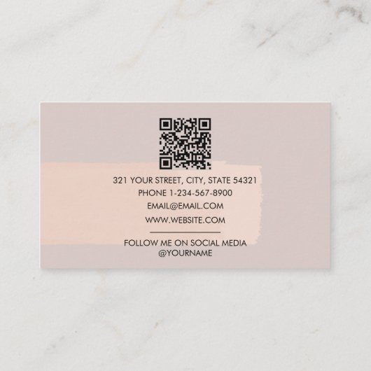 Brush Stroke Blush Pink QR-code Visitekaartje (Achterkant)
