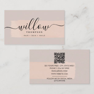 Brush Stroke Blush Pink QR-code Visitekaartje