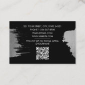 Brush Stroke Metallic Silver Black Event Planner Visitekaartje (Achterkant)
