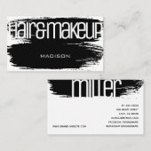 Brush Stroke Modern Zwart-wit Beauty Salon Visitekaartje (Voorkant / Achterkant)