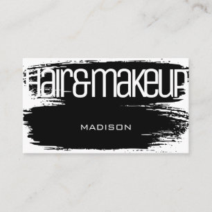 Brush Stroke Modern Zwart-wit Beauty Salon Visitekaartje
