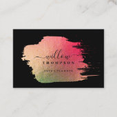 Brush Stroke Pink Gold op Black Event Planner Visitekaartje (Voorkant)