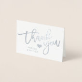 Brush Stroke Zilveren Folie DANK U bruiloft | FOTO Folie Kaarten (Voorkant)