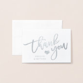 Brush Stroke Zilveren Folie DANK U bruiloft | FOTO Folie Kaarten (Voorkant met envelop)