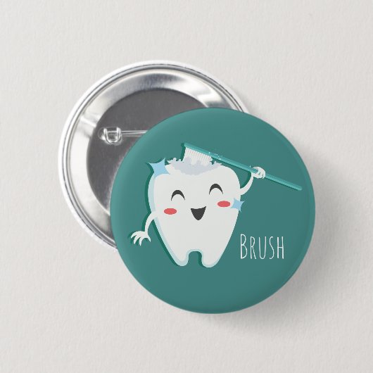 Brush Teeth Dentist Button (Voorkant /achterkant)