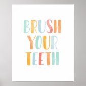 Brush Your Teeth Colorful Kids Bathroom Poster (Voorkant)