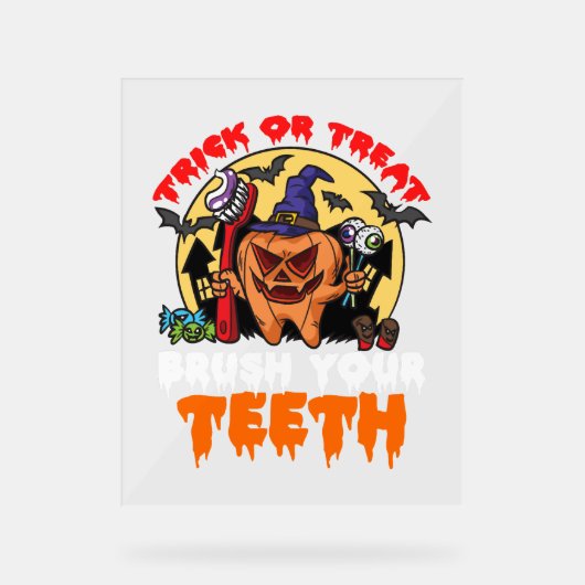 Brush Your Teeth Funny Dental Hygienist Pun Acryl Bord (Voorkant)