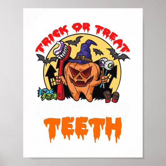 Brush Your Teeth Funny Dental Hygienist Pun Poster (Voorkant)