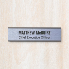 Brushed Blue Metal Look Kantoor Deurbordje