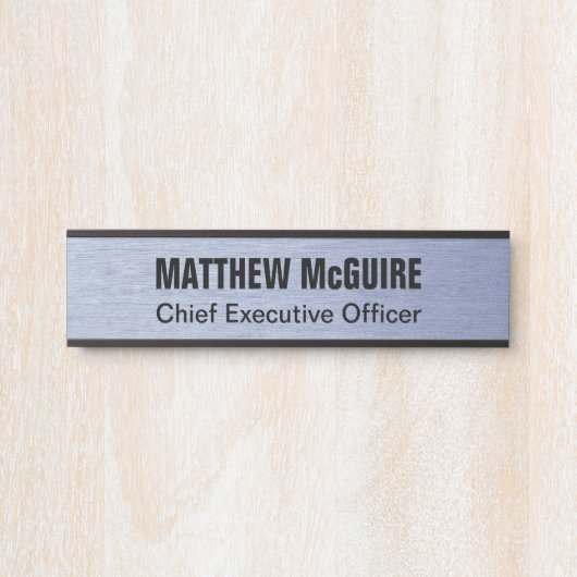 Brushed Blue Metal Look Kantoor Deurbordje (Voorkant)