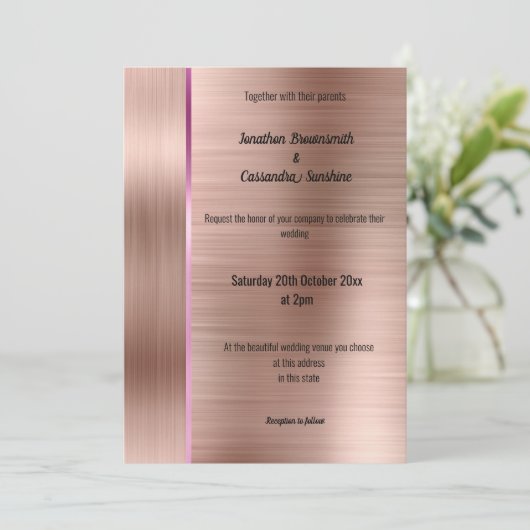  BRUSHED BRONZE TRIMMED 2 INVITATIE KAART (Staand voorkant)
