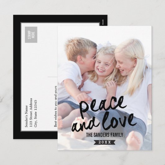 Brushed Charm Holiday Photo Card Briefkaart (Voorkant / Achterkant)