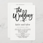 Brushed Charm Wedding Ceremony Programma Programmakaart (Voorkant / Achterkant)