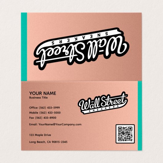 Brushed Copper Business Card Background Visitekaartje (Buitenkant ongevouwen)