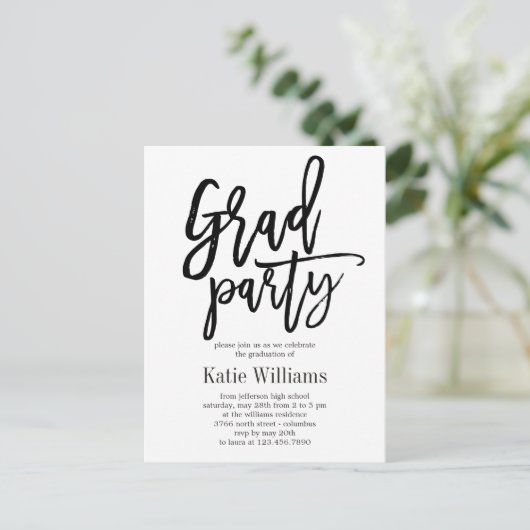 Brushed Editable Color Graduation Party Invitation Briefkaart (Staand voorkant)
