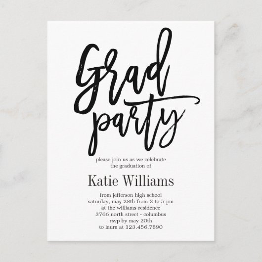 Brushed Editable Color Graduation Party Invitation Briefkaart (Voorkant)