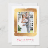 BRUSHED GOLD LIJST moderne foto eenvoudig minimaal Feestdagenkaart (Voorkant)