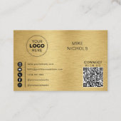 Brushed Gold Metal Effect QR-code Verbind met ons Visitekaartje (Voorkant)
