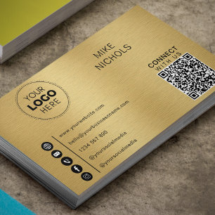 Brushed Gold Metal Effect QR-code Verbind met ons Visitekaartje