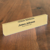 Brushed Gold Retro Bold Serif Desk Name Plate Naambordje (Zijkant)