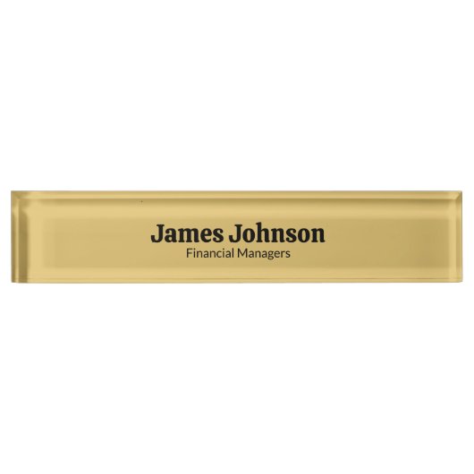 Brushed Gold Retro Bold Serif Desk Name Plate Naambordje (Voorkant)