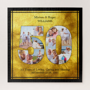 Brushed Gold Wedding Anniversary 50 Photo Collage Legpuzzel