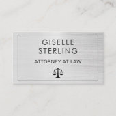 Brushed Metal Lawyer Attorney at Law QR Code  Visitekaartje (Voorkant)