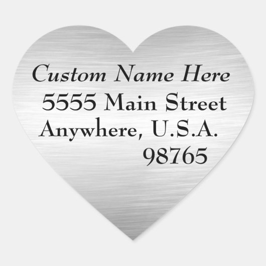 Brushed Metal Look Adresetiketten Hart Stickers (Voorkant)