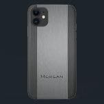 Brushed Metal Two Shades - Naam Case-Mate iPhone Case<br><div class="desc">iPhone hoesje met een faux geborsteld metalen look en een gegraveerd gedrukt effect op de tekst waar u jouw naam kunt toevoegen.</div>