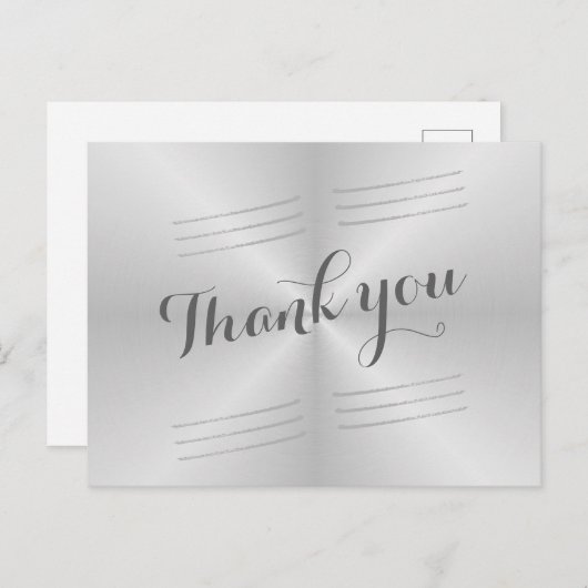 Brushed Metal Wedding Dank u Briefkaart (Voorkant / Achterkant)