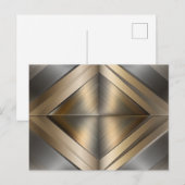 Brushed Metallic Geometric Diamond Pattern Aankondigingskaart (Voorkant / Achterkant)