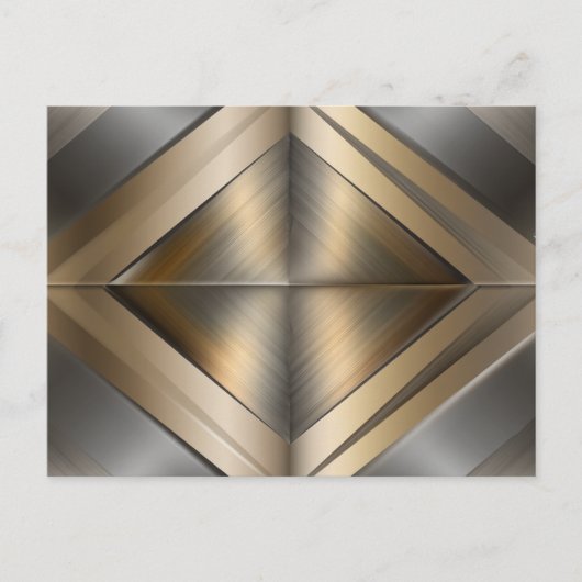 Brushed Metallic Geometric Diamond Pattern Aankondigingskaart (Voorkant)