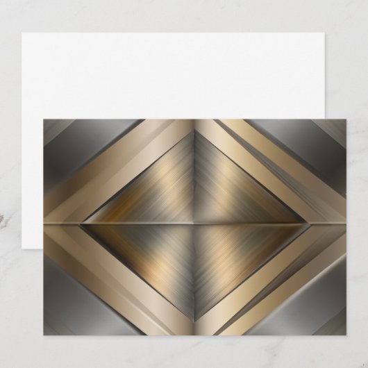 Brushed Metallic Geometric Diamond Pattern Bedankkaart (Voorkant / Achterkant)