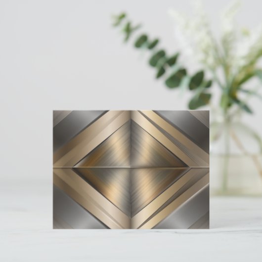 Brushed Metallic Geometric Diamond Pattern Briefkaart (Staand voorkant)