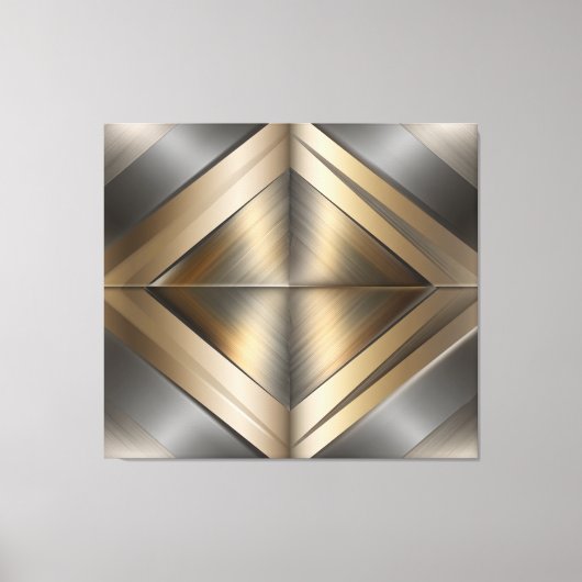 Brushed Metallic Geometric Diamond Pattern Canvas Afdruk (Voorkant)
