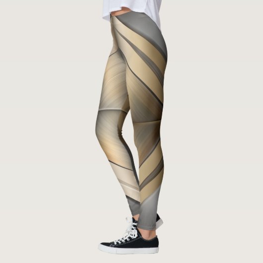 Brushed Metallic Geometric Diamond Pattern Leggings (Links)
